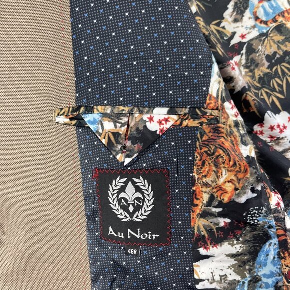 Au Noir Jacket Sports Coat Casual Blazer Trippy Tiger AOP 2 Button Brown 46R - Picture 12 of 16